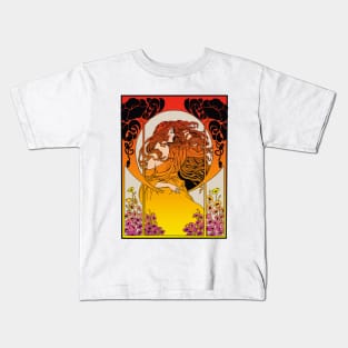 Art Deco Lady (orange) Kids T-Shirt